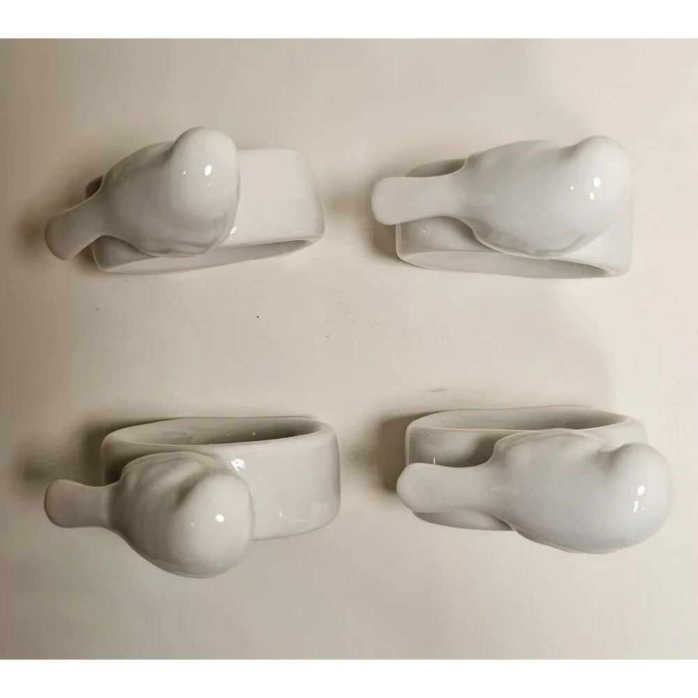 Napkin rings small birds ceramic unmarked new in box